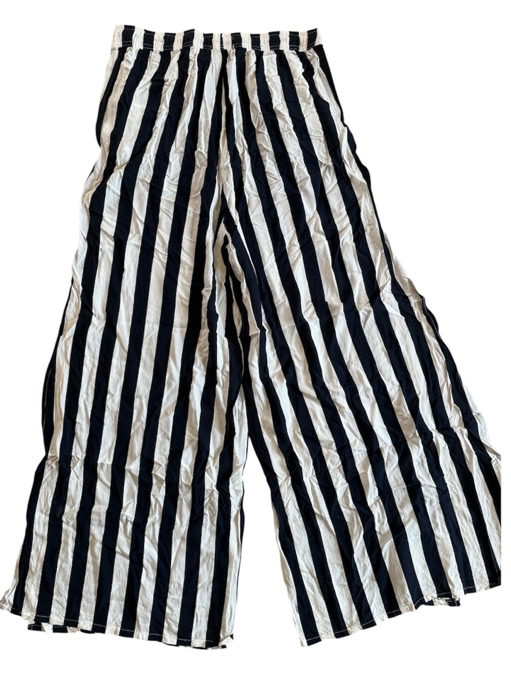 ONIA NAVY AND WHITE STRIPED LIGHTWEIGHT PANTS SLIT ON SIDES ELASTIC WAIST LARGE